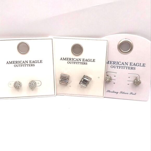 American Eagle Outfitters Silver Stud Earring Set - Picture 1 of 6